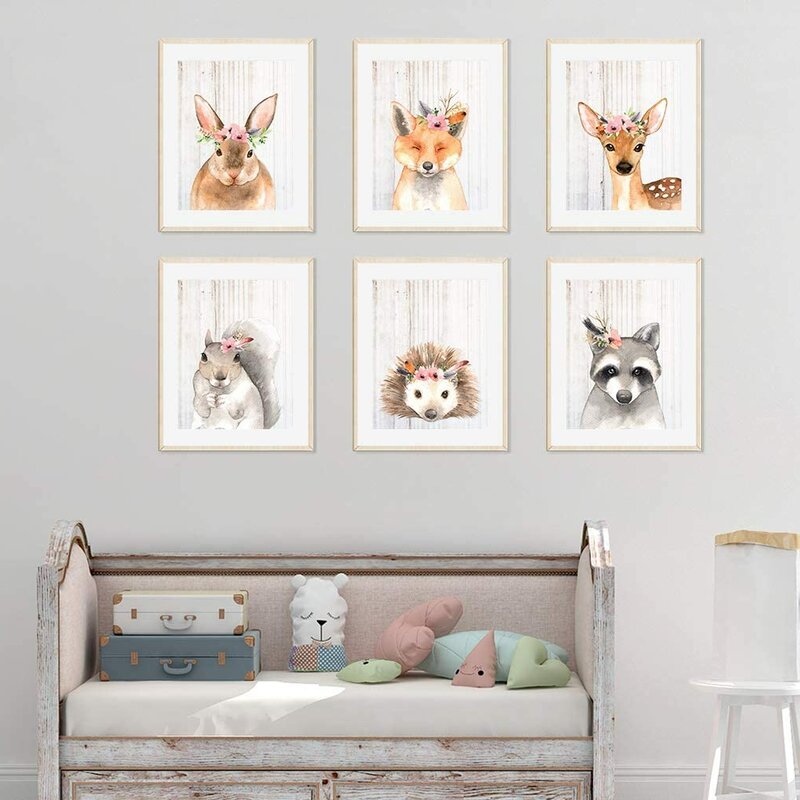 Woodland Baby Animals Nursery Wall Art, Woodland Animals for Nursery, Woodland Set of 8 Photo Paper Prints by Amy Peterson popular